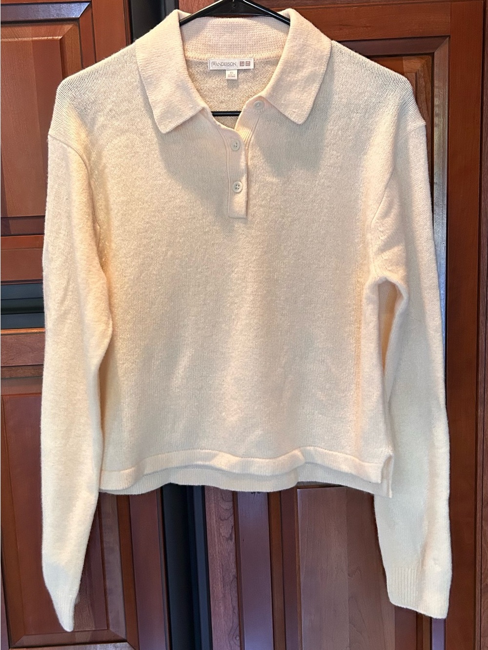 UNIQLO x JW Anderson 100% Lambswool Polo Knit Sweater - Off White Cream XS
